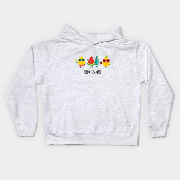 Hello Summer! Fruits Kids Hoodie by Printadorable